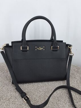 kate spade NWT LANA GROVE STREET Black Leather Satchel with Strap